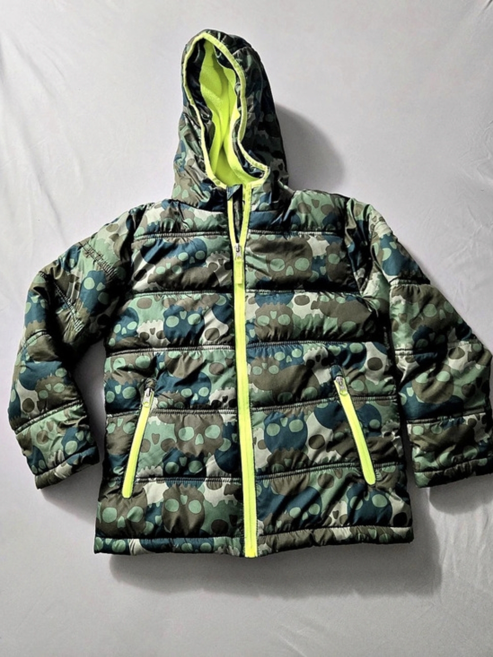 Jaded Glory Boys Skull Green Blue Puffer Jacket Like New - Size 6/7